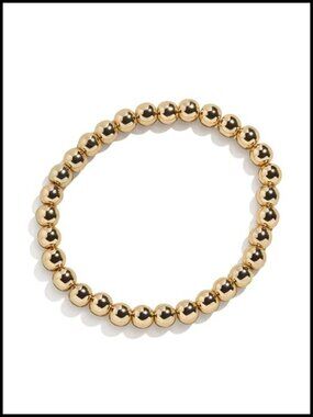 Gold-Plated Brass Stretch Bead Bracelet 7" Stackable Jewelry